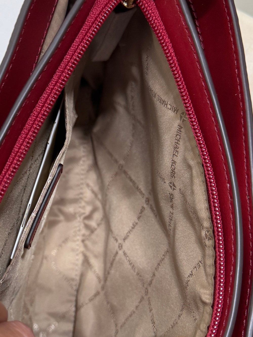 Michael Kors Trisha Medium Crossbody Bag-Cherry - Picture 11 of 16